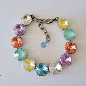 Austrian Crystal Tennis Bracelet in Antique Silver